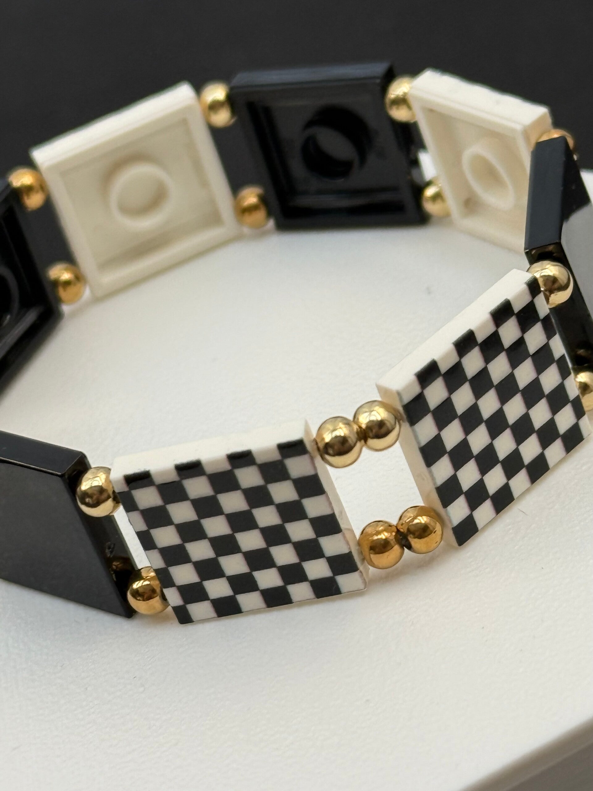 Bracelet femme damier noir et blanc fait main — LeKlic en briques LEGO®