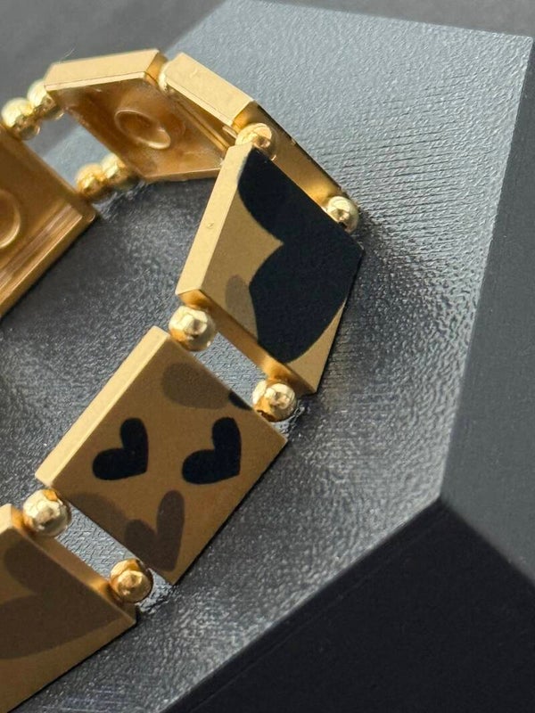 Bracelet femme doré cœurs noirs fait main — LeKlic en briques LEGO®