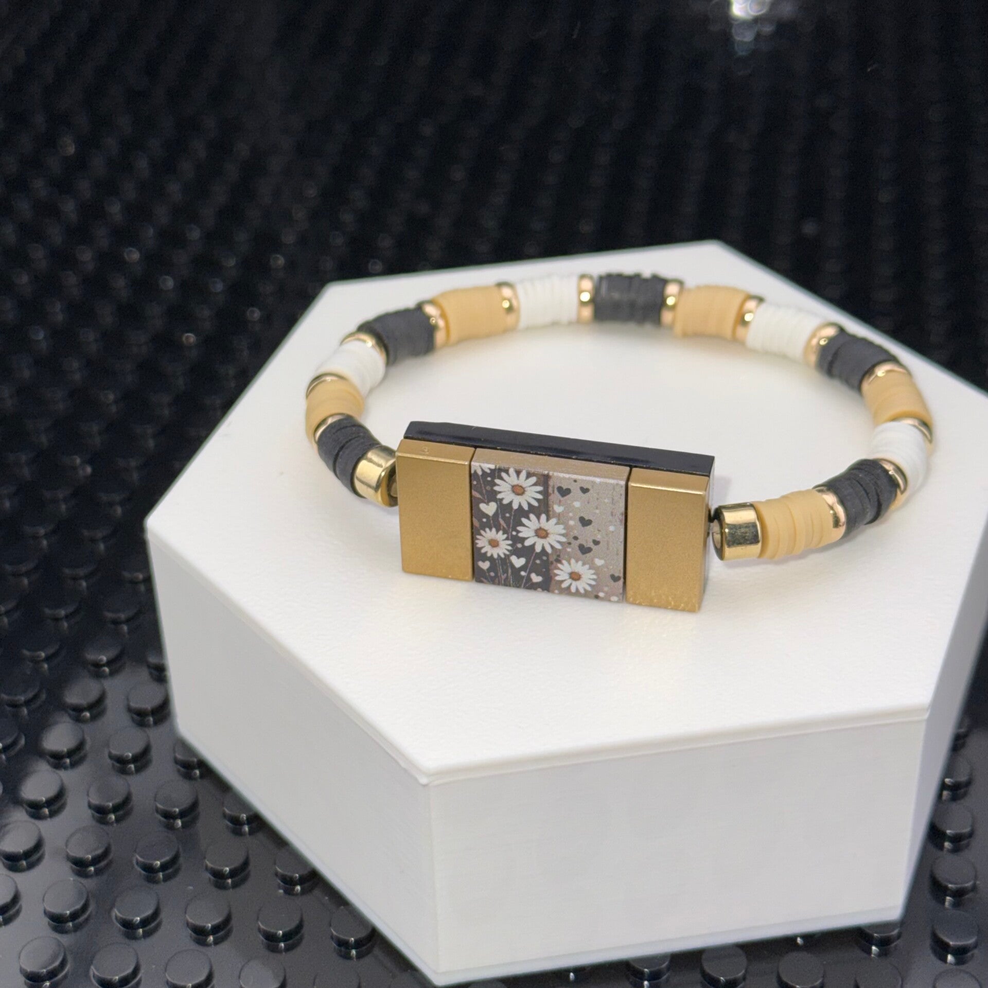 Bracelet femme fleurs perles rondelles fait main — LeKlic en briques LEGO®