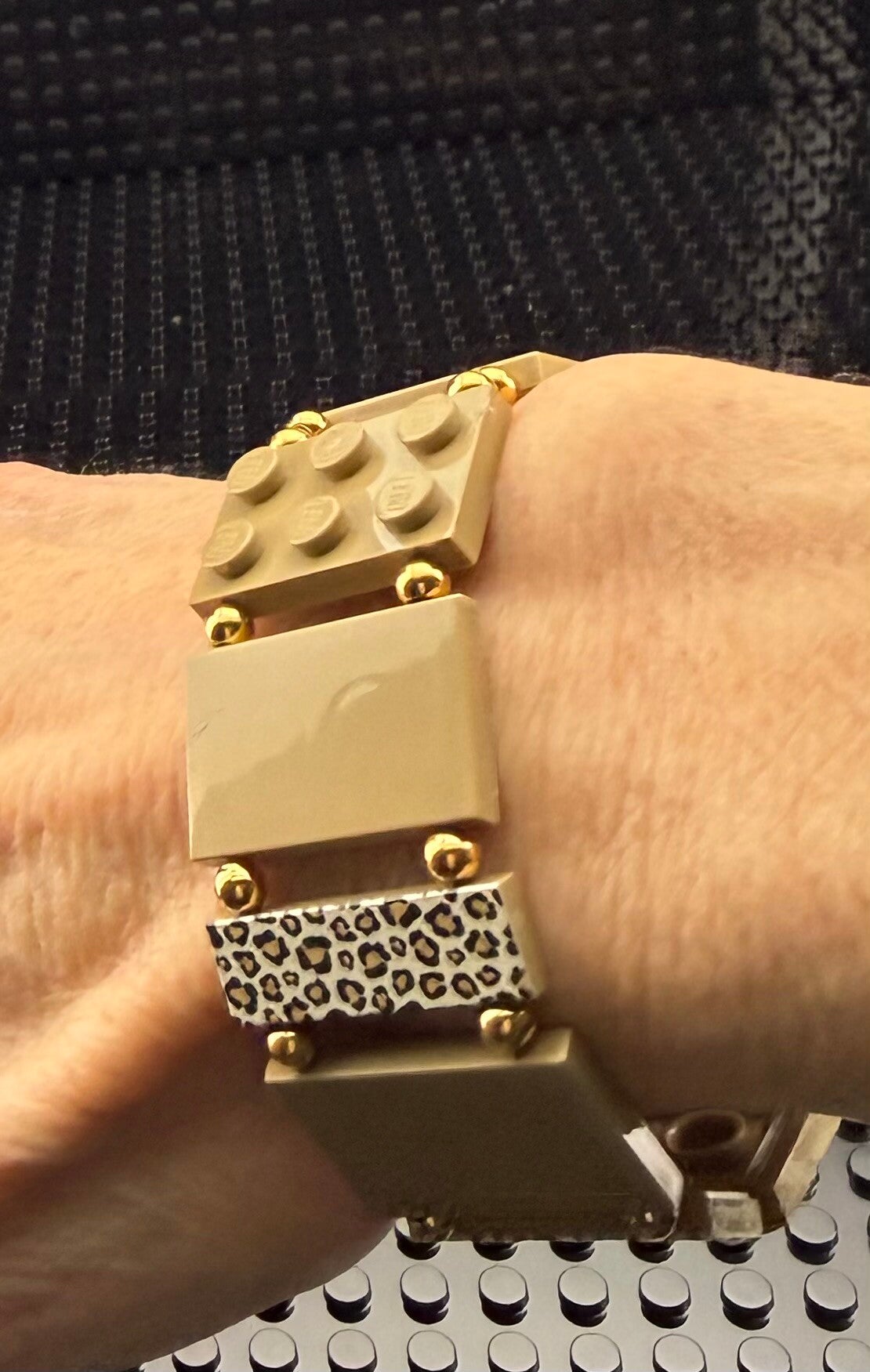 Bracelet femme léopard briques LEGO fait main France