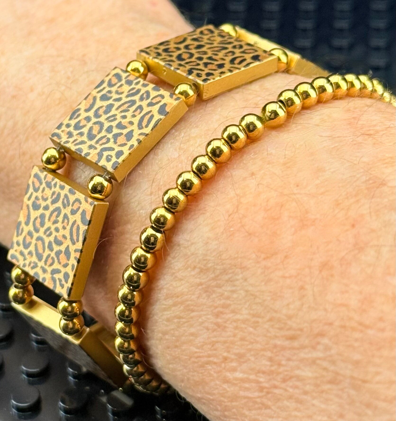Bracelet femme léopard briques couleur dorée LEGO fait main France