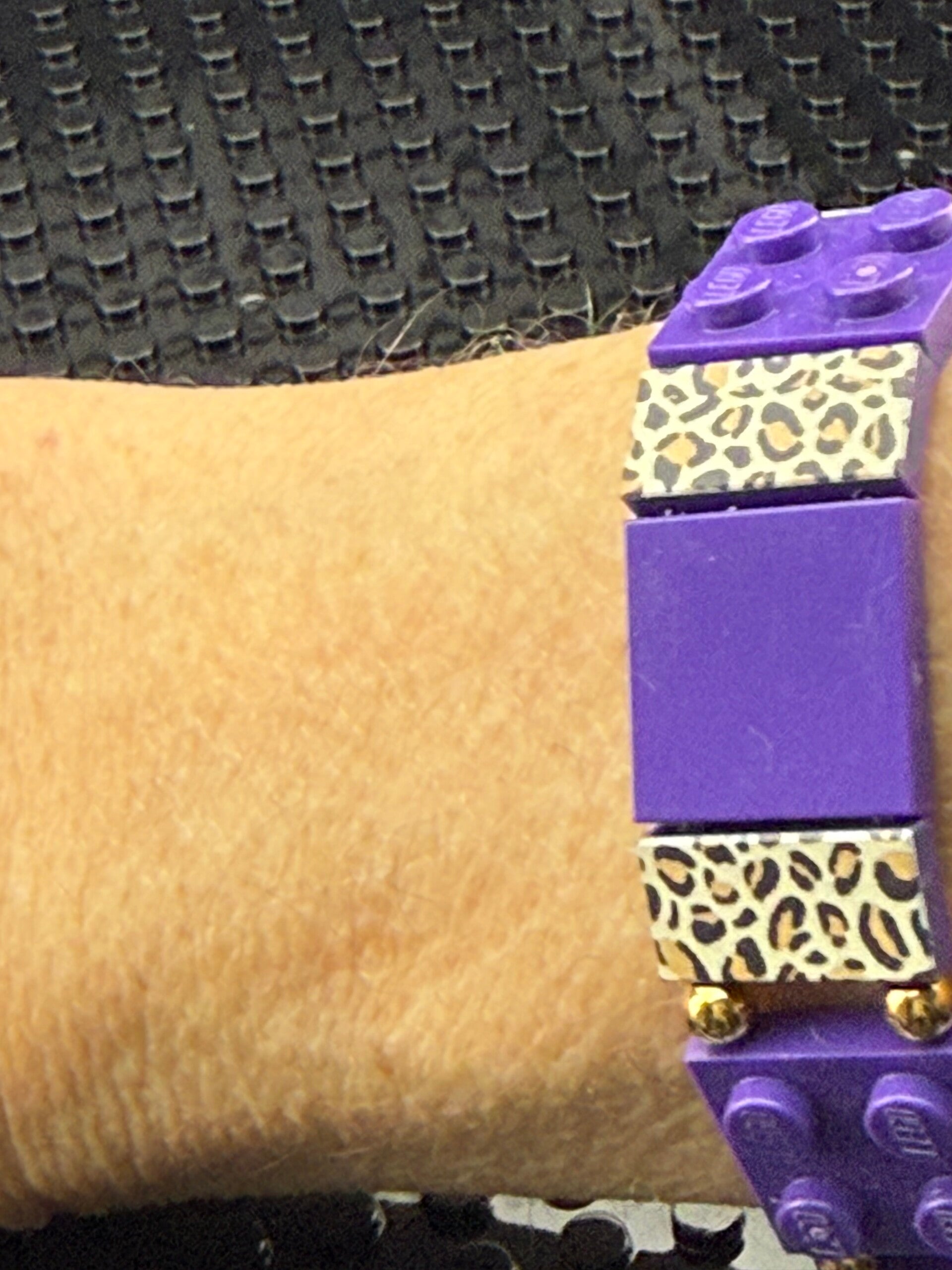 Bracelet violet femme léopard briques LEGO fait main France