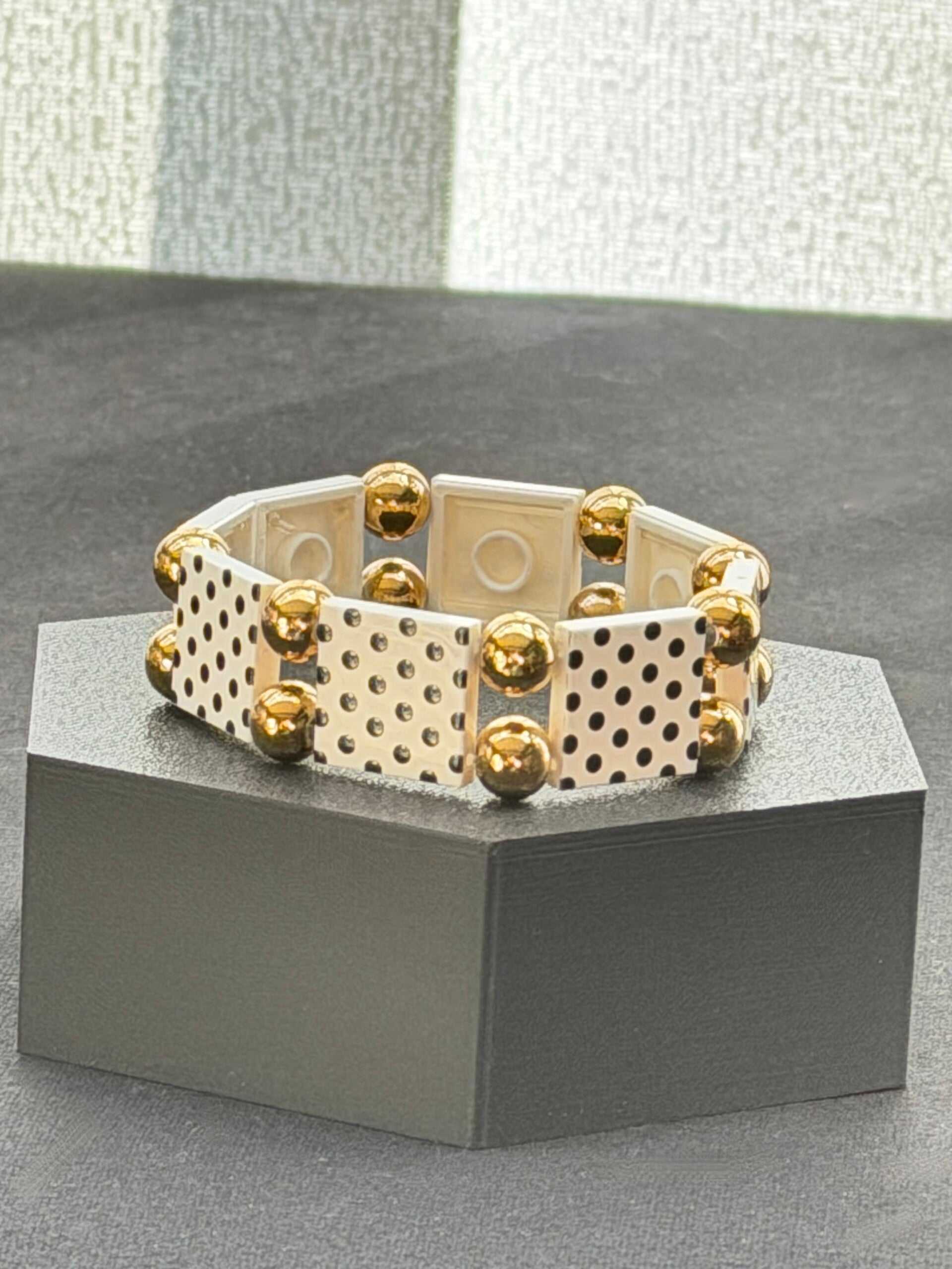 Bracelet femme pois blanc et noir fait main — LeKlic en briques LEGO®