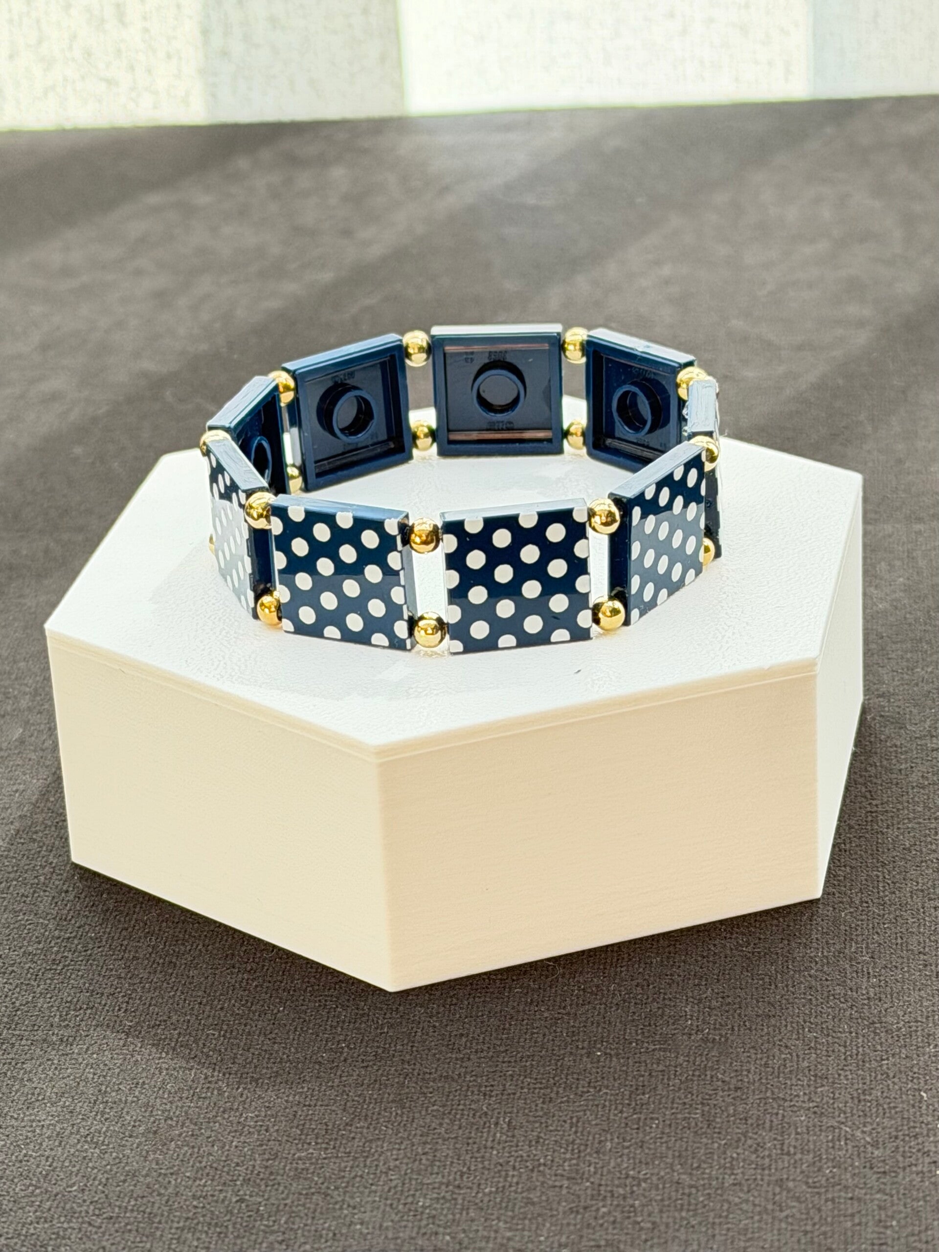Bracelet femme pois bleu et blanc fait main — LeKlic en briques LEGO®