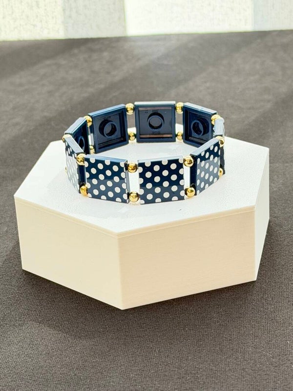 Bracelet femme pois bleu et blanc fait main — LeKlic en briques LEGO®