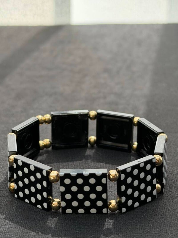 Bracelet femme pois noir et blanc fait main — LeKlic en briques LEGO®