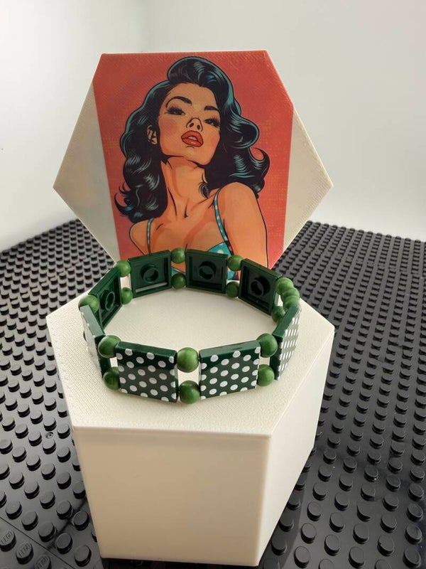 Bracelet femme pois vert et blanc fait main — LeKlic en briques LEGO®