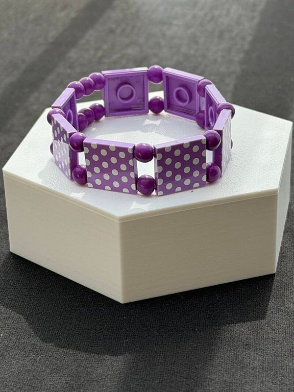 Bracelet femme pois violet et blanc fait main — LeKlic en briques LEGO®