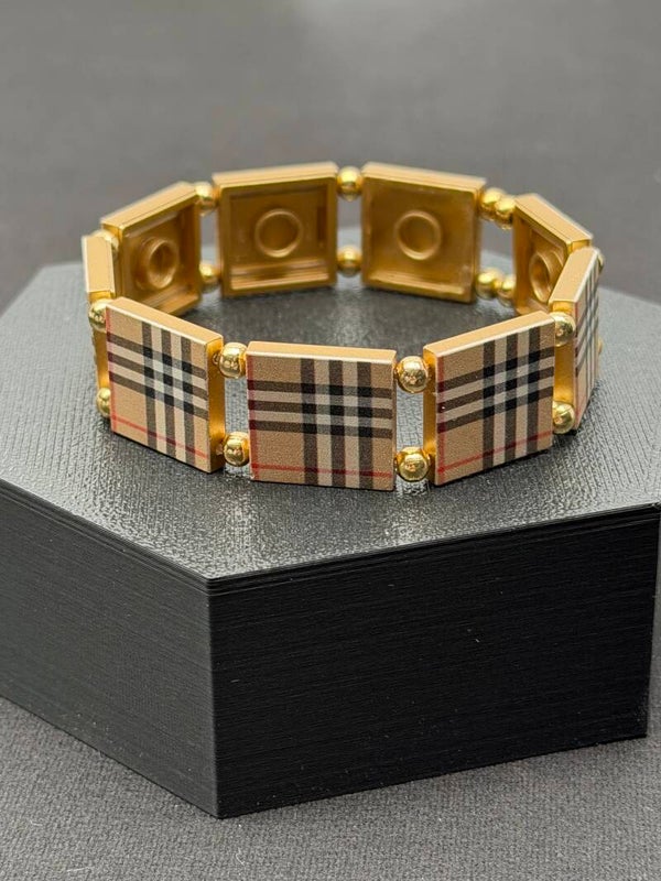 Bracelet femme tartan beige et doré fait main — LeKlic en briques LEGO®