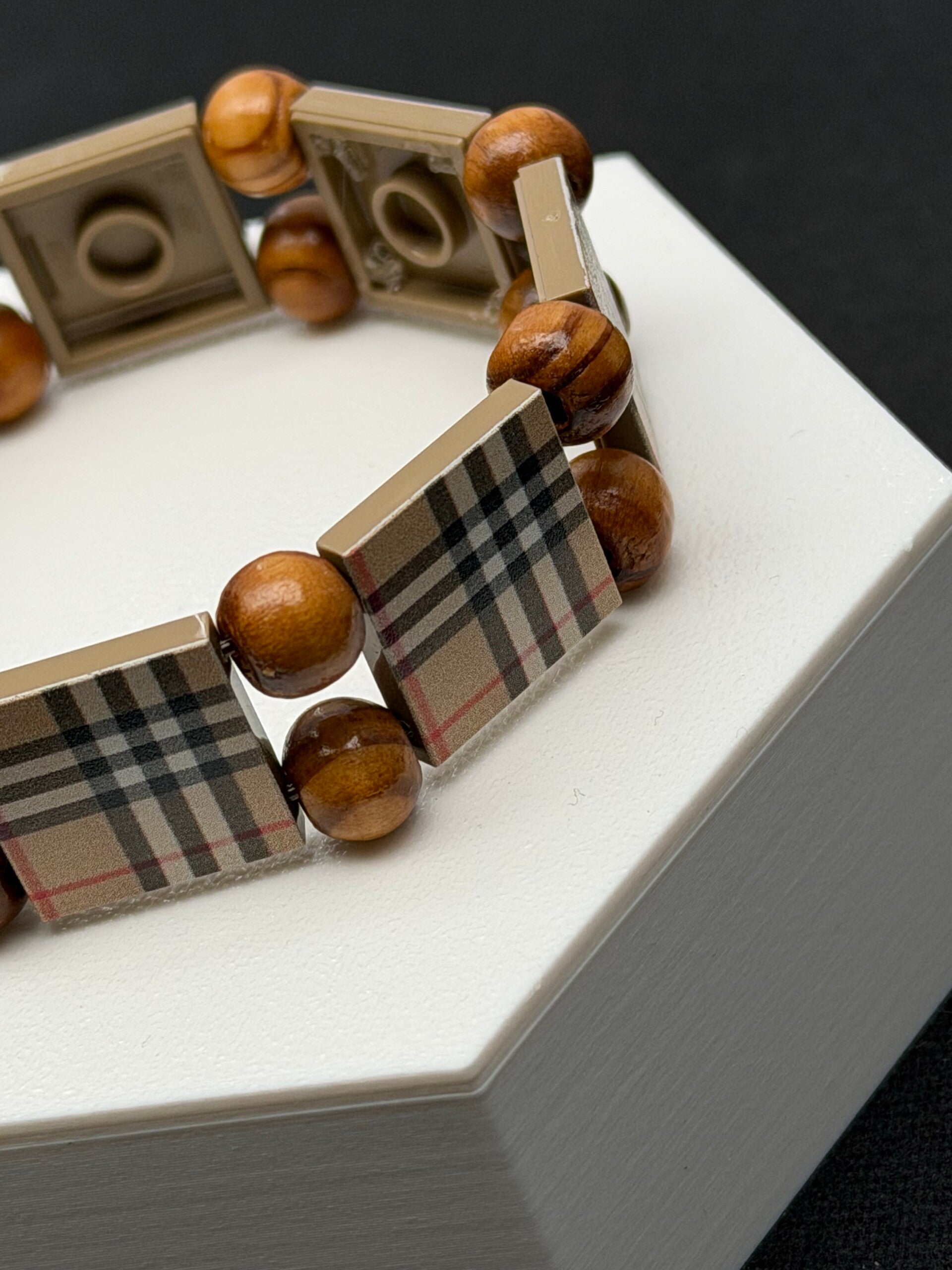 Bracelet femme tartan beige perles fait main — LeKlic en briques LEGO®