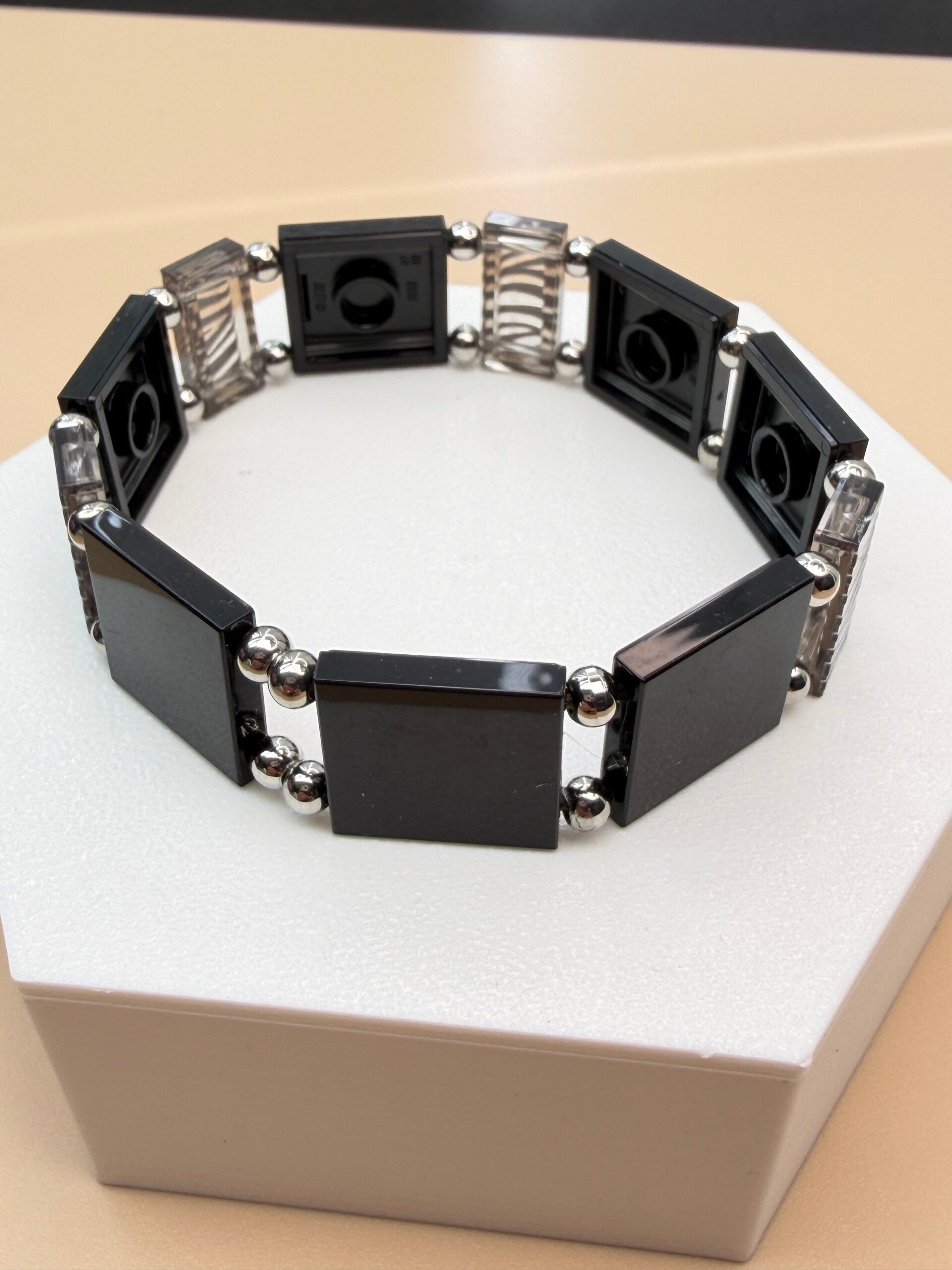 Bracelet femme motif zebre briques LEGO fait main France