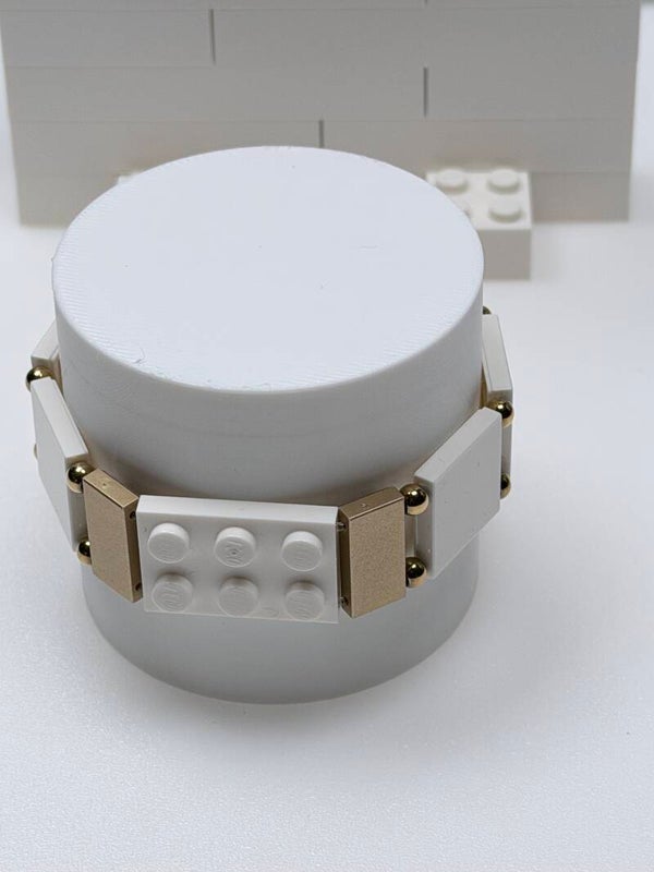 Bracelet Octobre Rose Doré – briques LEGO® à clipser