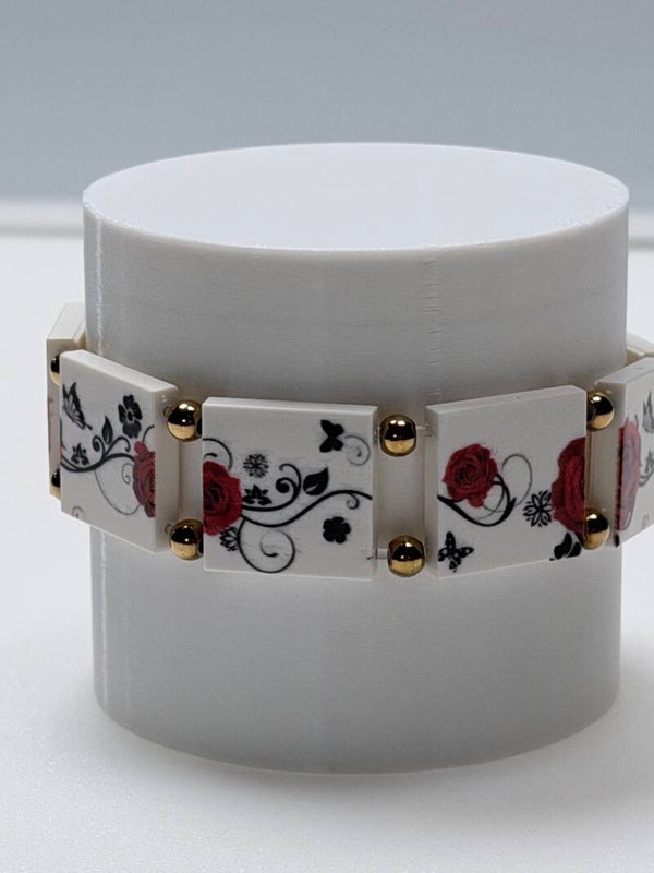 Bracelet plaques LEGO® motif Rose