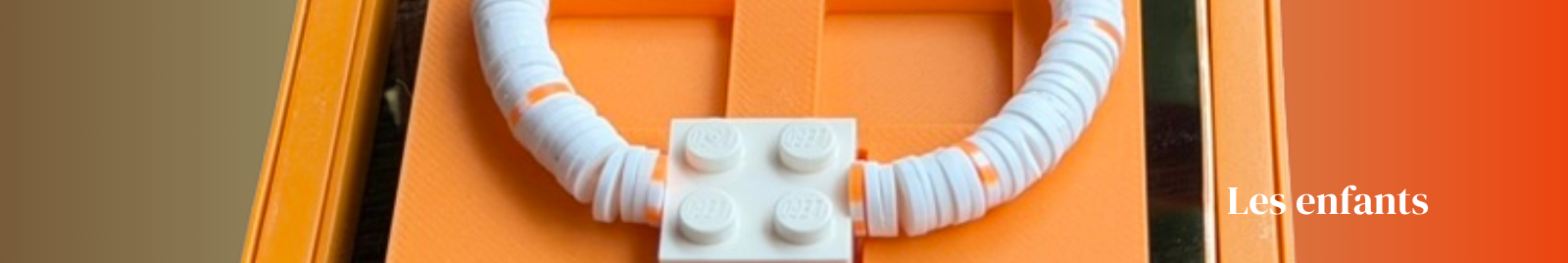 Bracelet plaques LEGO® enfant orange avec tuiles émotions - collection enfants LeKlic