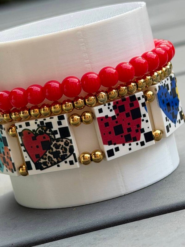 Pack Essentiel LeKlic – 3 Bracelets Plaques LEGO® Cœurs Fait Main | Bijou Original