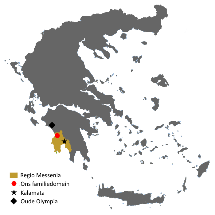 Ligging familiedomein OLIVE LEGACY in Messenia, Griekenland
