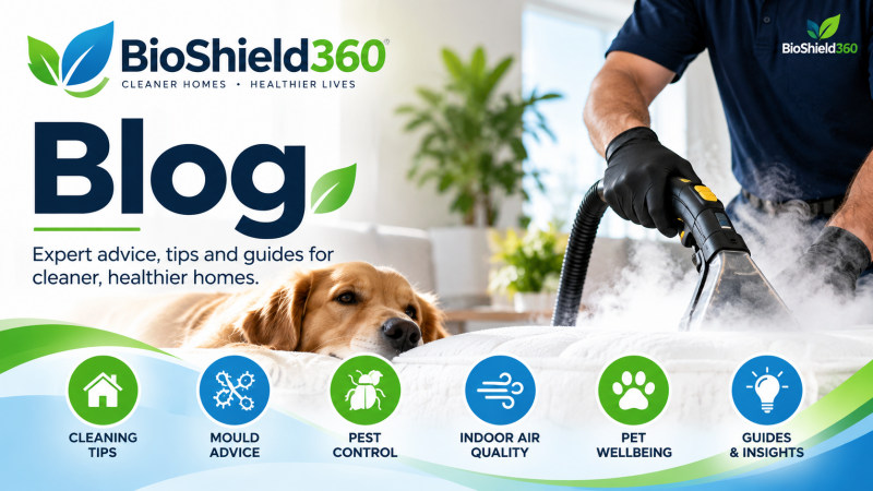 BioShield360 blog covering cleaning tips, mould advice, pest control, indoor air quality and pet wellbeing