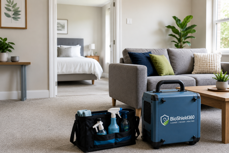 Property refresh services for landlords and letting agents in Wakefield and West Yorkshire. Clean rental property with professional odour removal, carpet cleaning, indoor air quality improvement and tenant-ready home preparation by BioShield360.