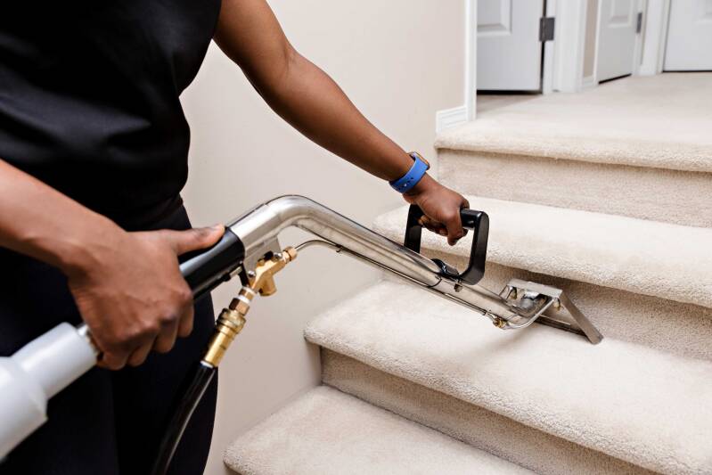 Professional stair carpet cleaning by bioshield360.co.uk⁠� removing dirt, stains, allergens and odours from high-traffic staircase carpets in a residential property across Wakefield and Leeds.