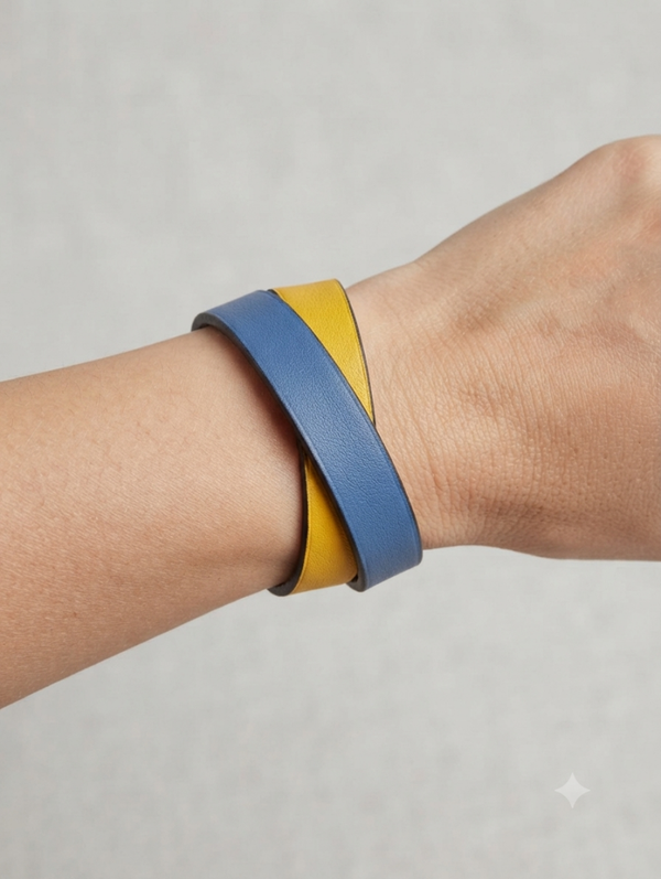 Bracelet double jaune et bleu