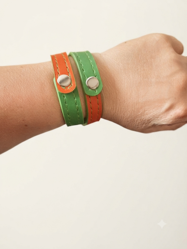 Bracelet double vert et orange