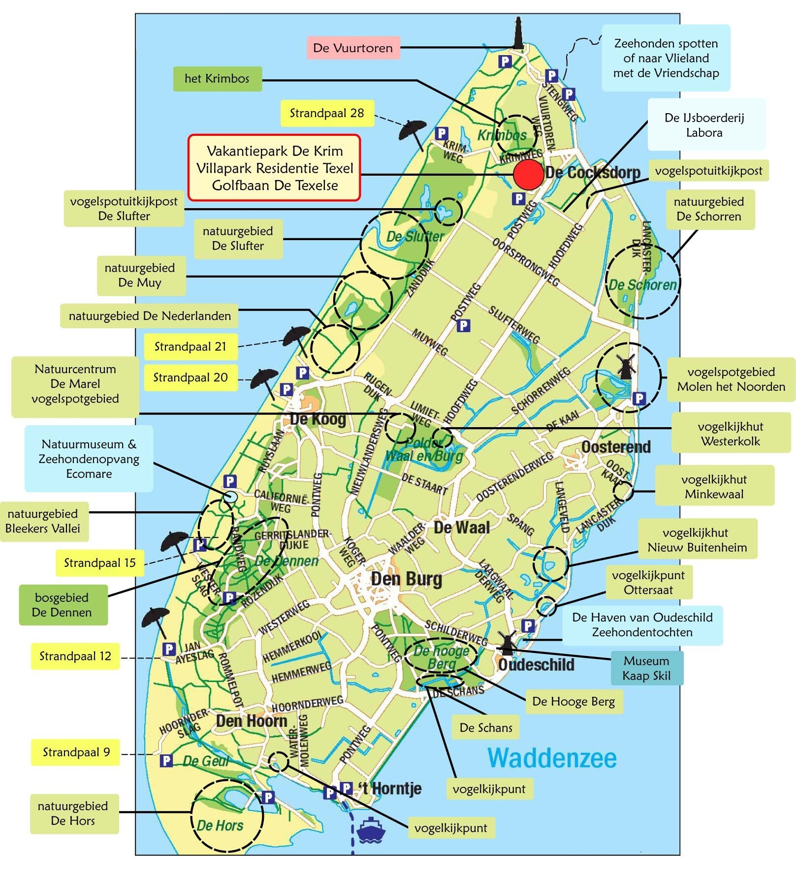 Landkaart Texel
