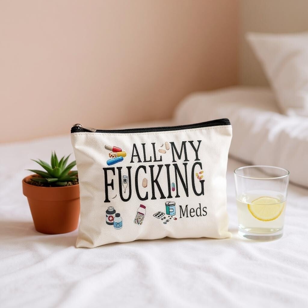 Lined Medication/Cosmetic Zipper Pouch Bag