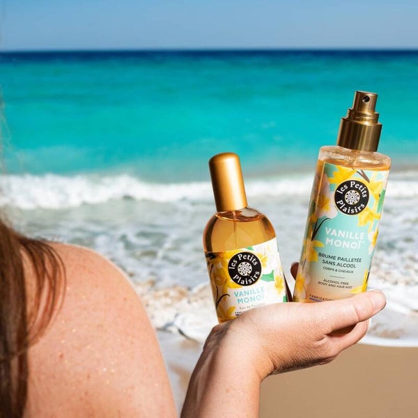 Lot brume parfumée vanille/monoï pailletée + eau de toilette