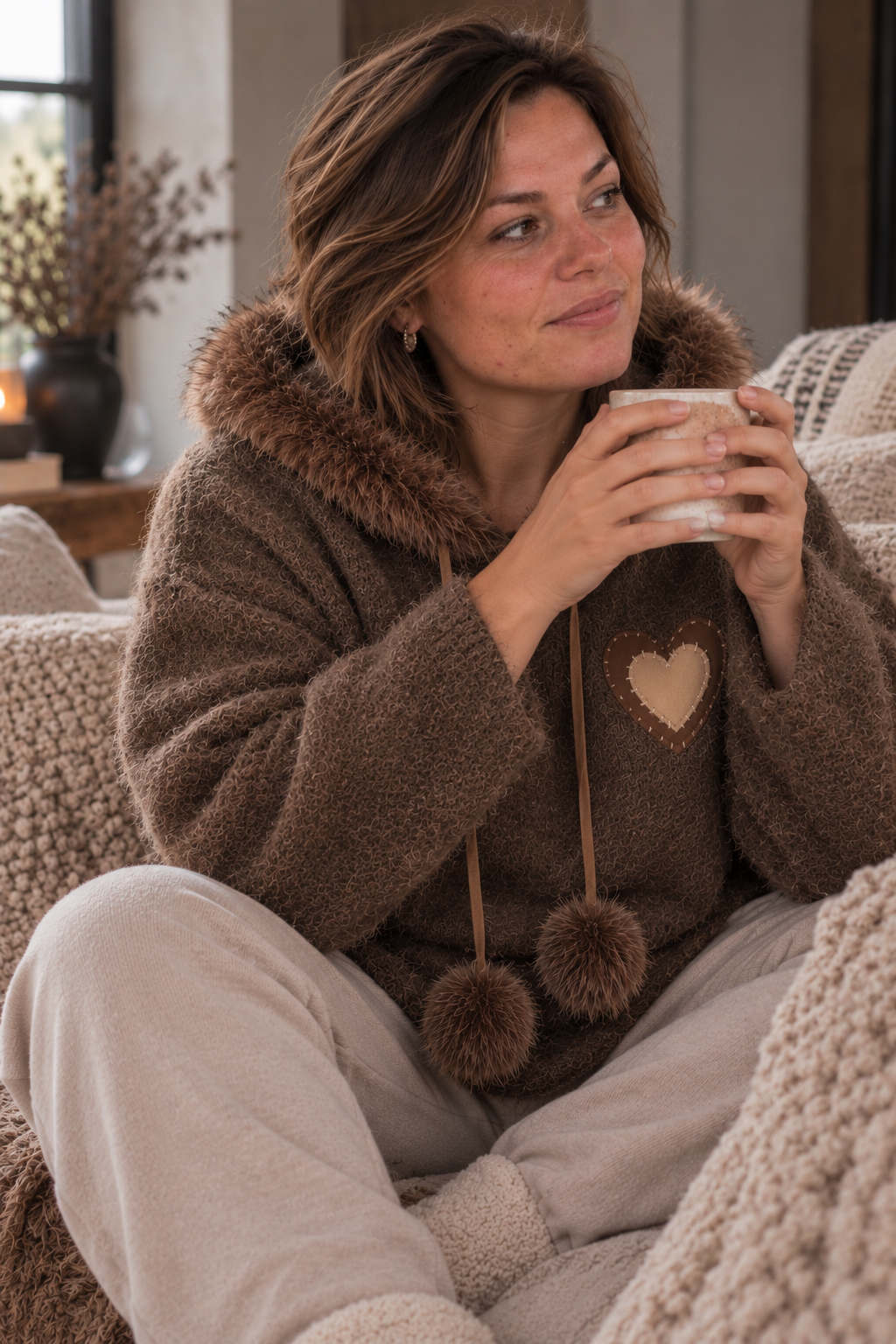Sweater met Capuchon Dark Brown
