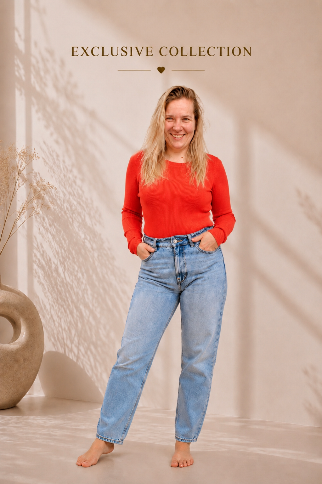 longsleeve Zoë | oranje/rood
