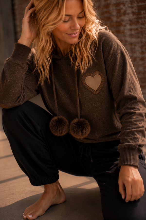 Sweater met cappuchon | dark brown