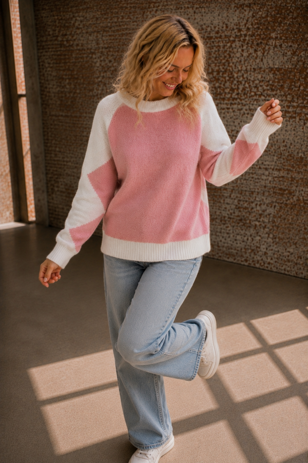 sweater | roze/wit