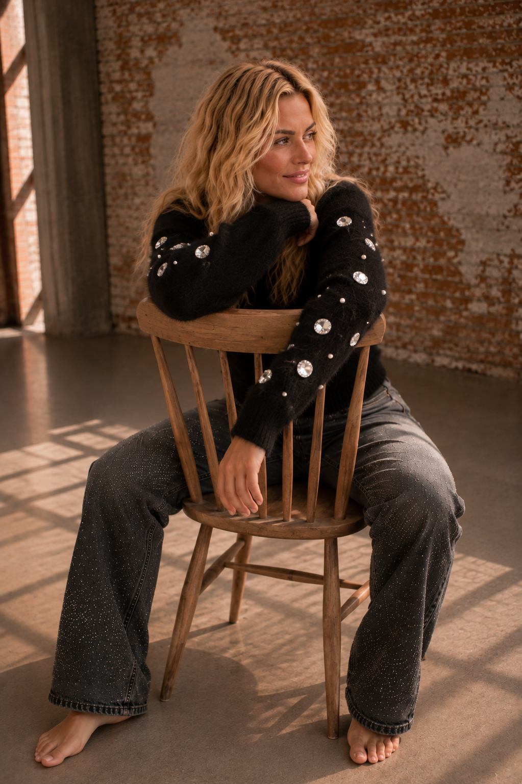 Sweater crystal | zwart
