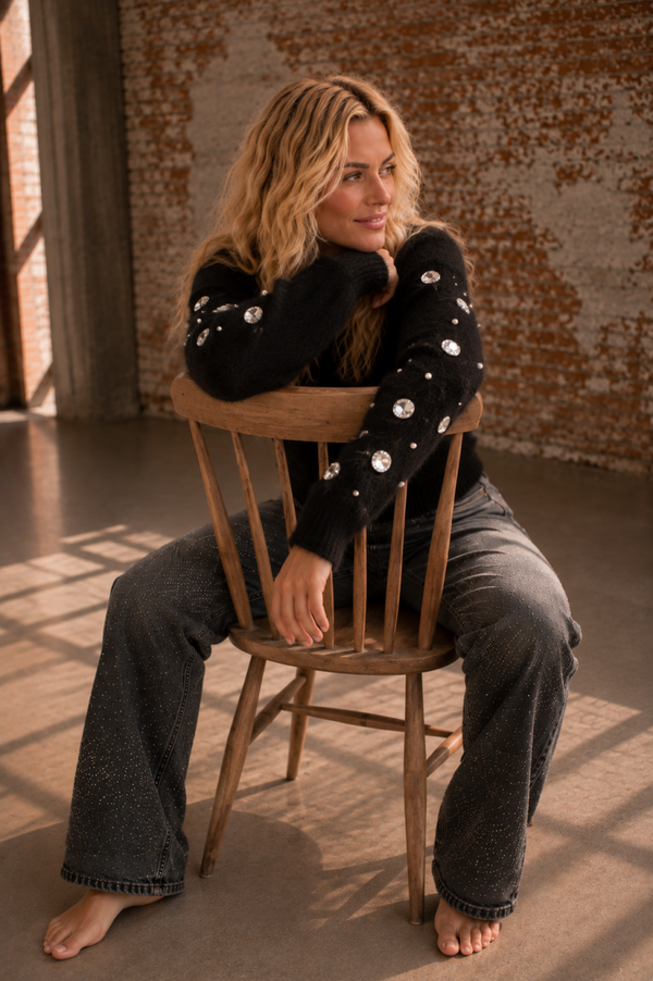 Sweater crystal | zwart