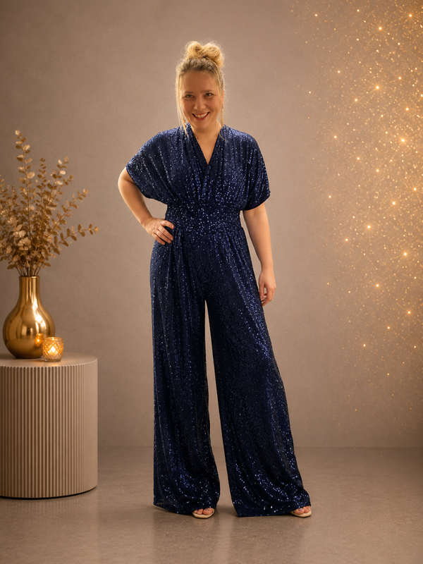 exclusive glitter jumpsuit Navy (36-42)