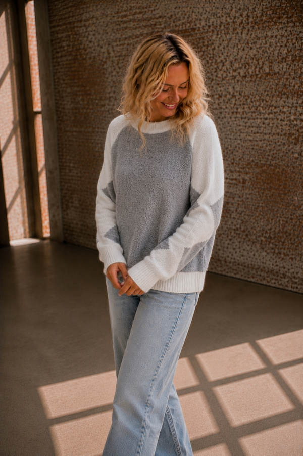 sweater | grijs/wit