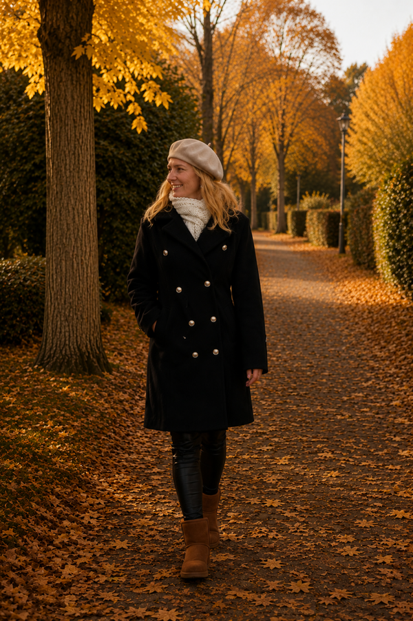 Mantel coat jasmijn zwart