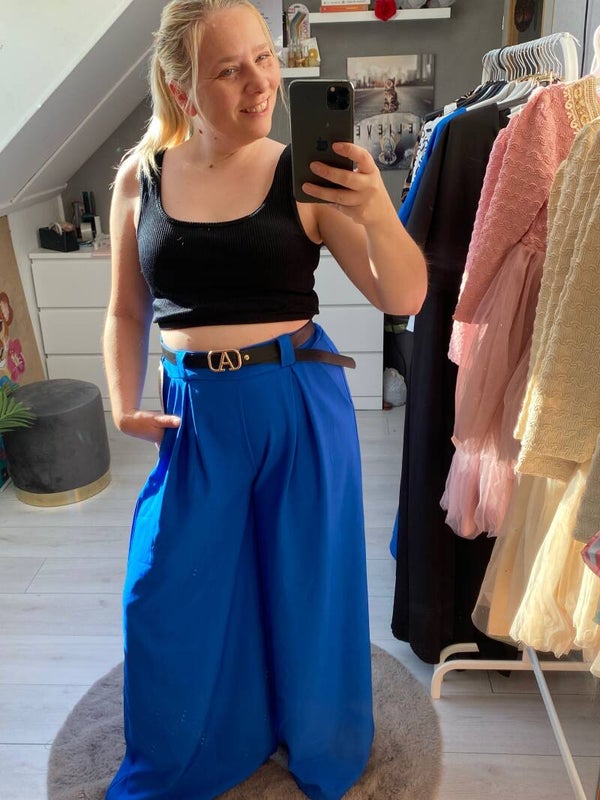 high waste broek Blauw