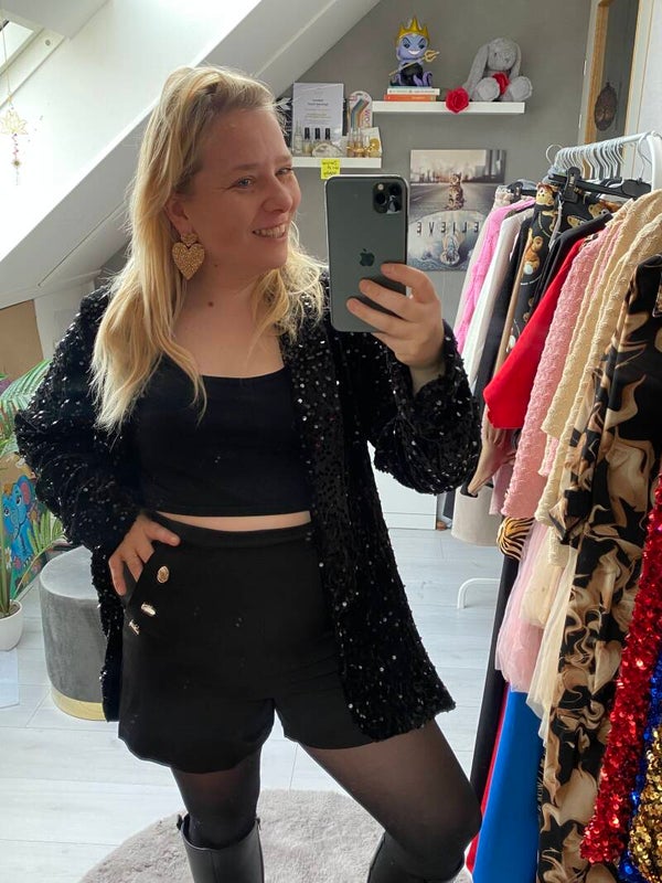 Exclusive glitter blazer Zwart