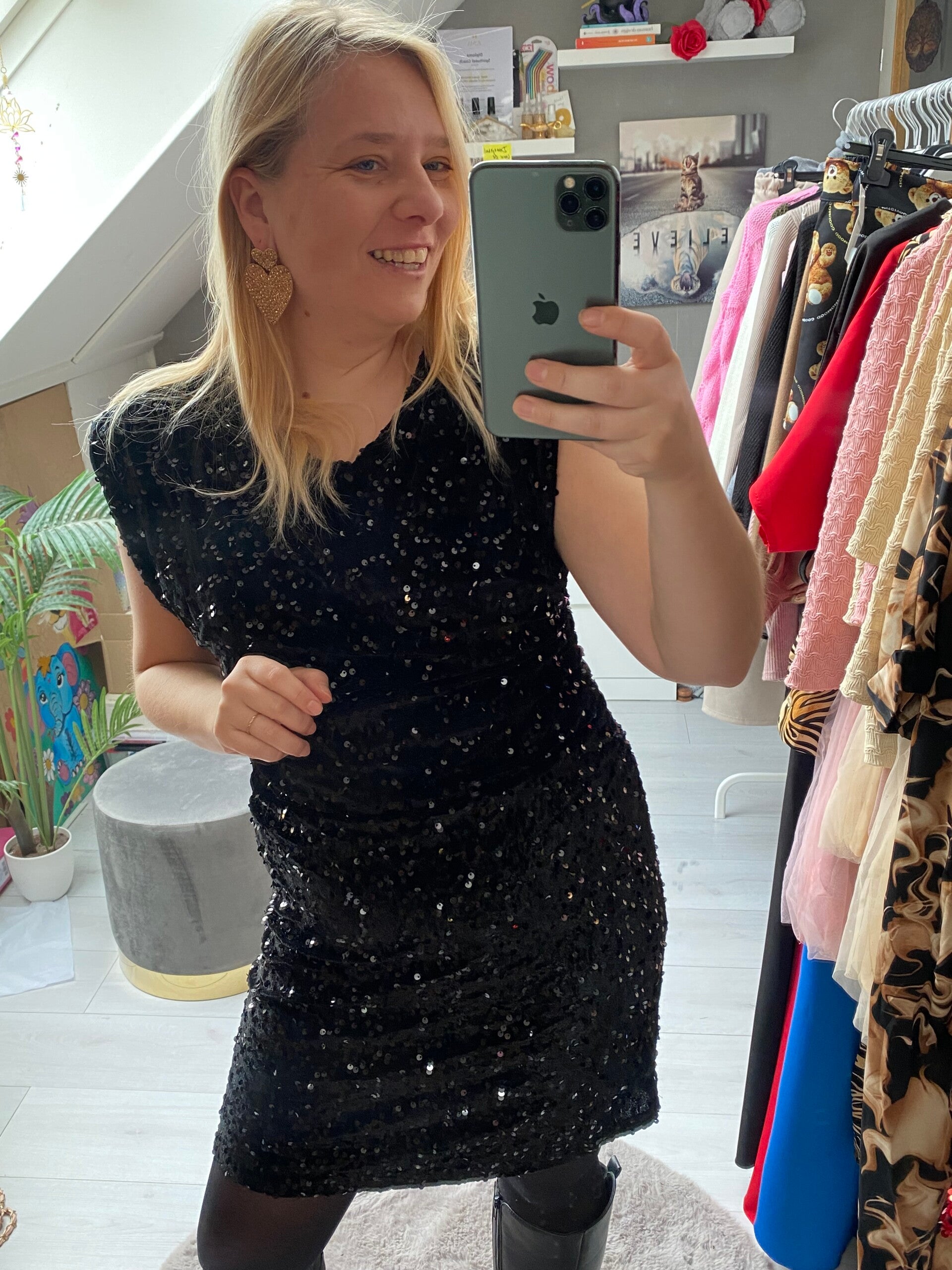 Exclusive glitter jurk zwart