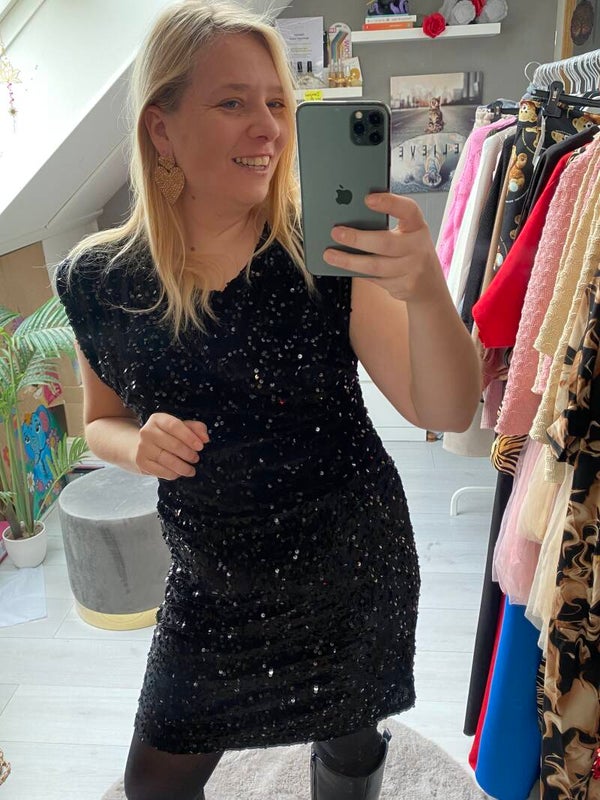 Exclusive glitter jurk zwart