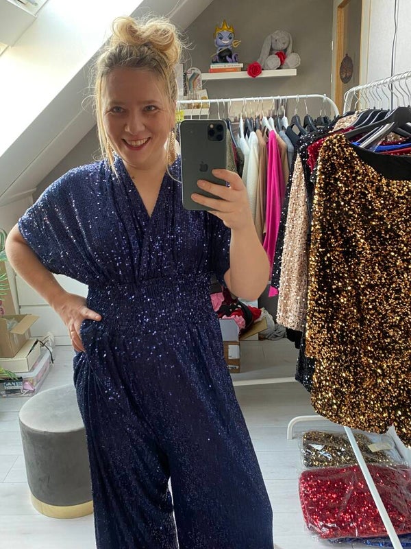 exclusive glitter jumpsuit Navy (36-42)