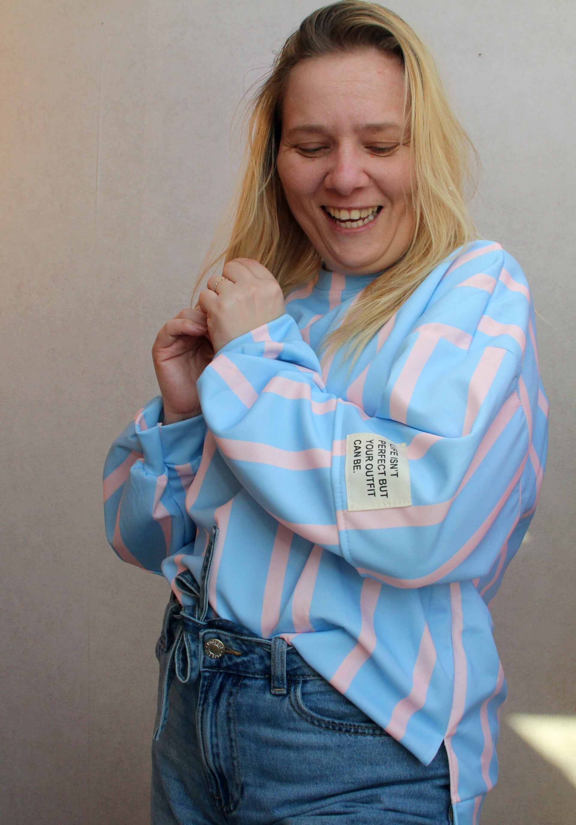 sweater Evi | blauw/roze