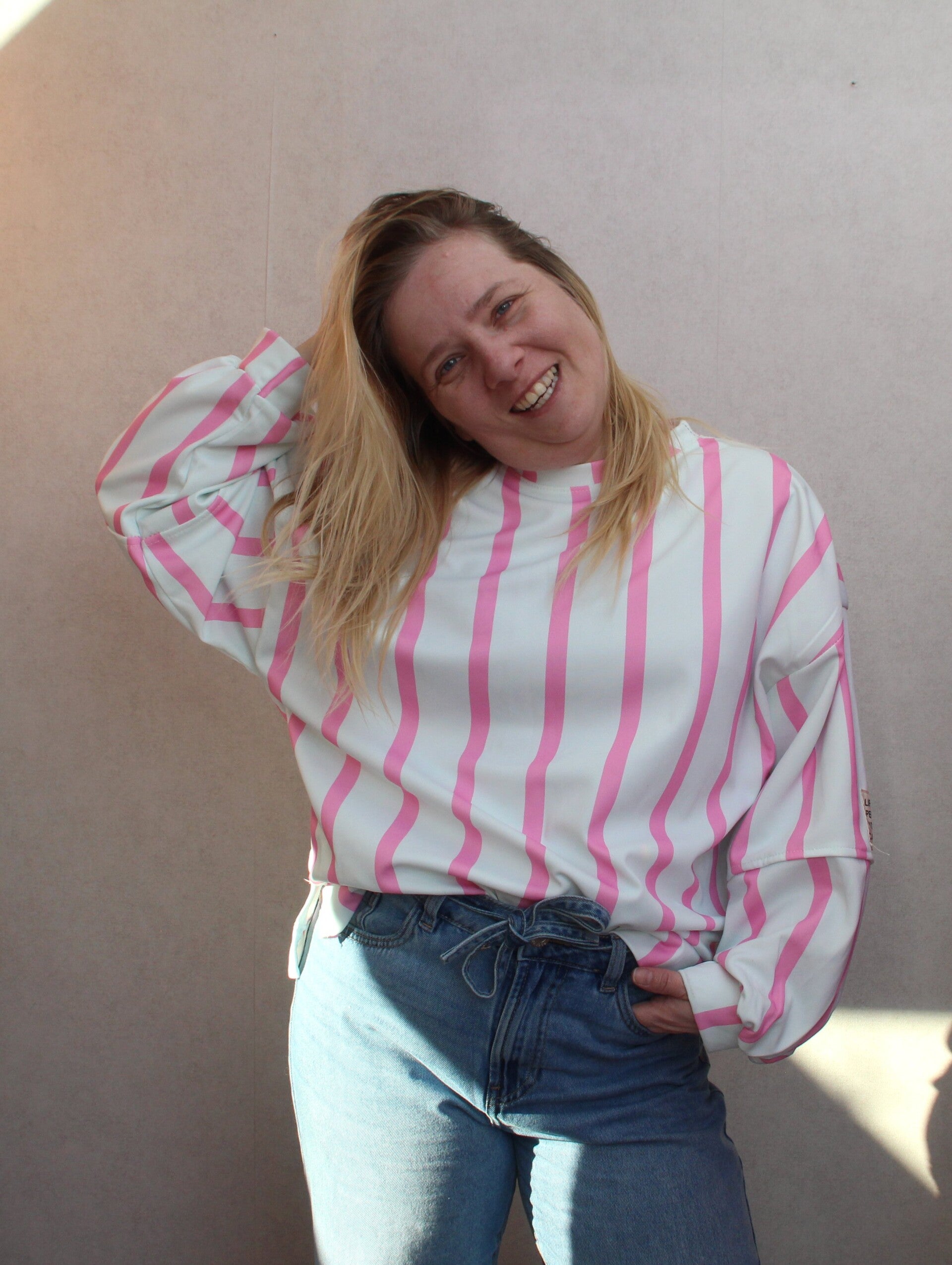 sweater Evi | wit/roze