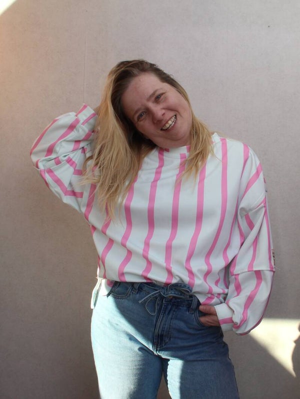 sweater Evi | wit/roze