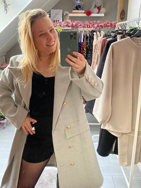 Mantel coat jasmijn grijs