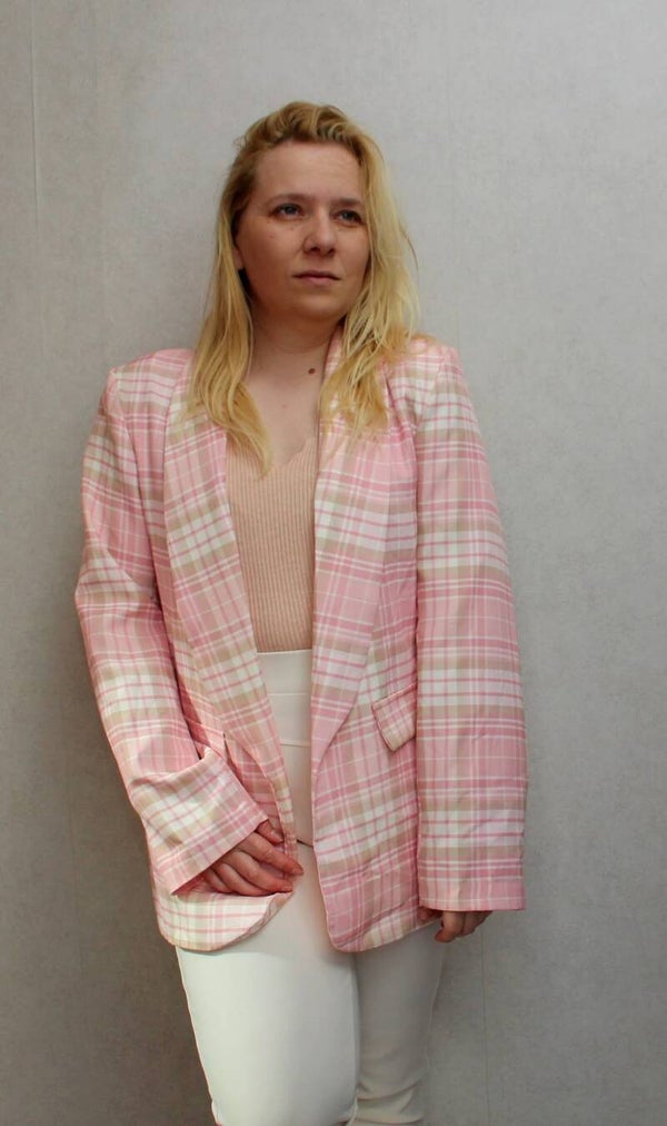 Blazer Bente | ruit roze