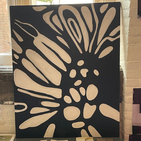 Schilderij 'flower shadows' zwart wit @Poppy
