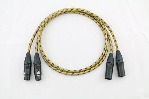 XLR Kabel Club Series MKII 2 x 0,34 gelb-schwarz Neutrik vintage tweed