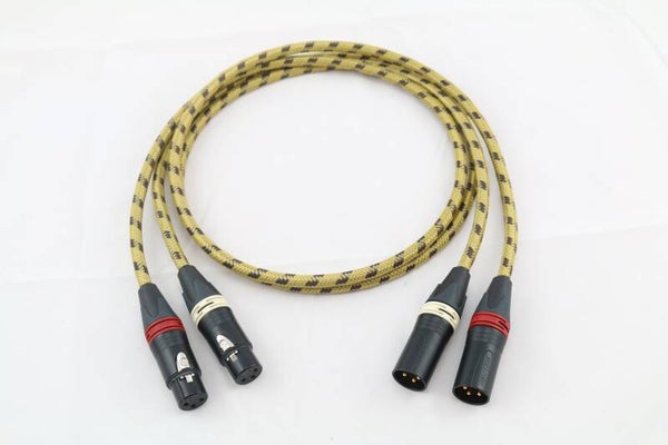 XLR Kabel Club Series MKII 2 x 0,34 gelb-schwarz Neutrik vintage tweed Codierung rot/weiß